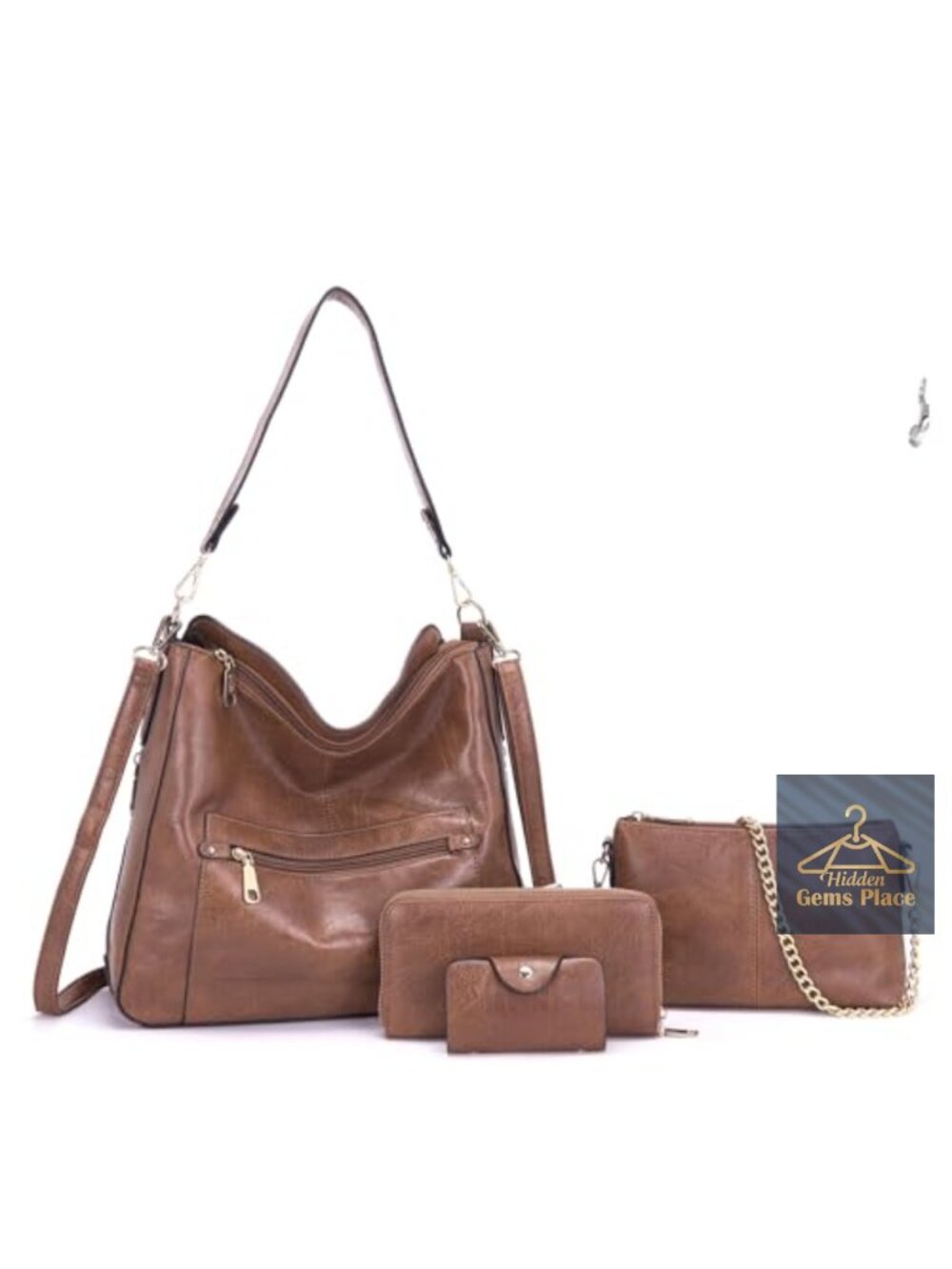 Spacious Hobo Bag 4-Piece Set, Large Crossbody & Shoulder, Fits Tablet,